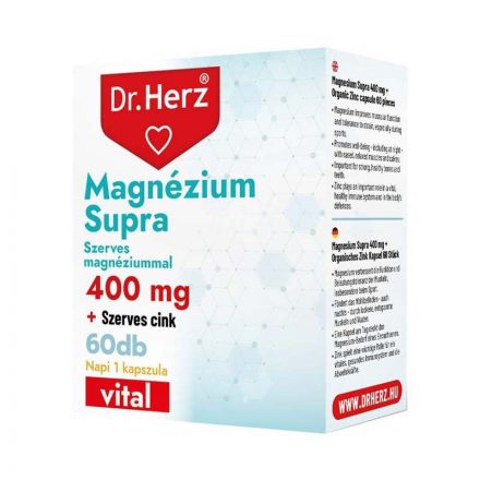 Dr. Herz Magnézium Supra 400 Mg + Szerves Cink 60 Db Kapszula Doboz